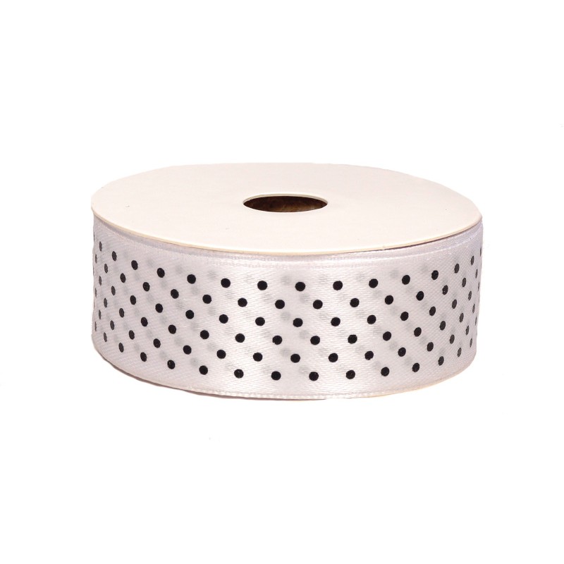 biała wstążka w groszki