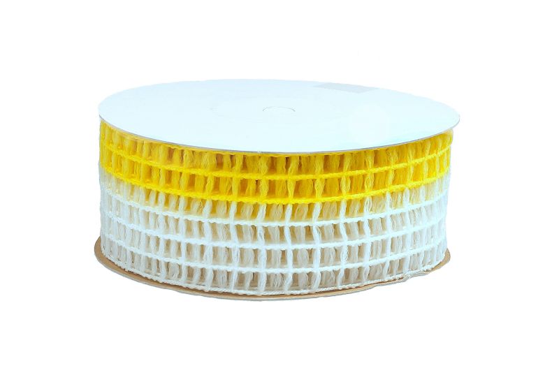 wstążka kratka żółto-biała