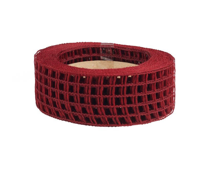 wstążka kratka w kolorze bordowym