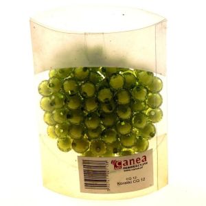 Korale ozdobne –  zielone z białym wypełnieniem – 100 szt./op.