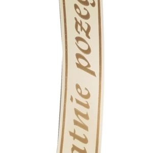 TAŚMA POGRZEBOWA 3CM X 100M KREMOWA – ZŁOTY NAPIS