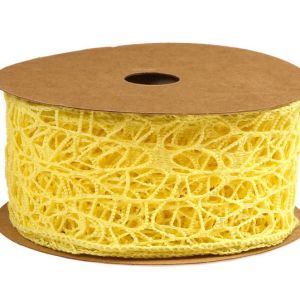 Wstążka koronkowa 5 cm x 9 m – żółta