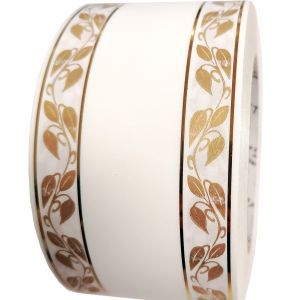 Szarfa 6 cm x 50y biała w złote listki