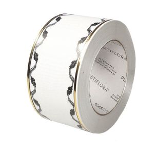 Taśma pogrzebowa 6 cm x 45 m – biała ze wzorkiem