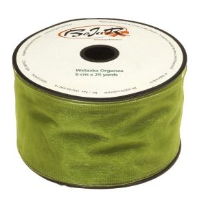 Organza wstążka – 6 cm x 25 m – oliwkowy jasny