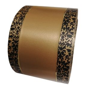 Szarfa 8cm x 50y złota w czarny wzór- złoty pasek