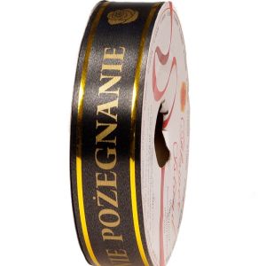 Taśma pogrzebowa z napisem 3 cm x 45 m – czarno-złota
