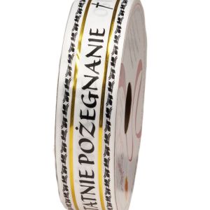 Taśma pogrzebowa z napisem 3 cm x 45 m – biało-czarno-złota