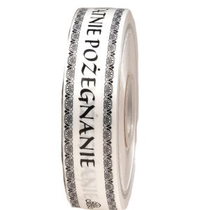 Taśma pogrzebowa z napisem 3 cm x 45 m – biało-czarna