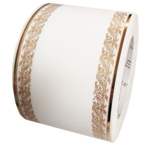 Szarfa pogrzebowa 8cmx50y biało-złota pasek