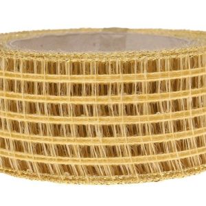 Wstążka kratka 5 cm x 10 m – kremowa