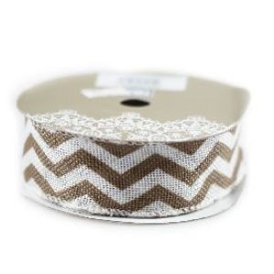 Wstążka jutowa zygzak- jasny brąz