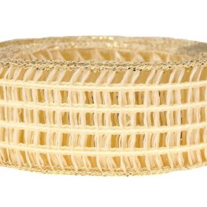 Wstążka kratka 4 cm x 10 m – kremowa