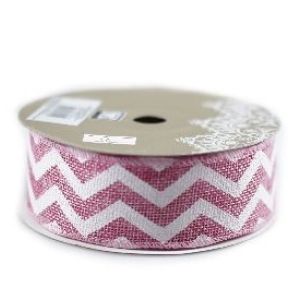 Wstążka jutowa zygzak- różowa