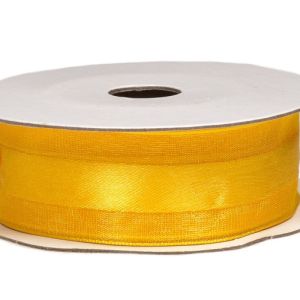 Wstążka z organzy  25 mm x 9 m – żółta