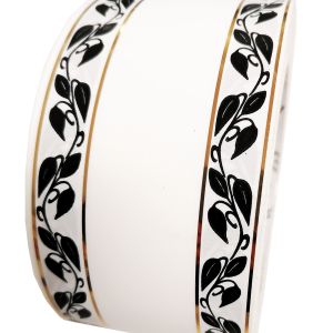 Szarfa pogrzebowa 6cm x 50y, biała w czarne listki