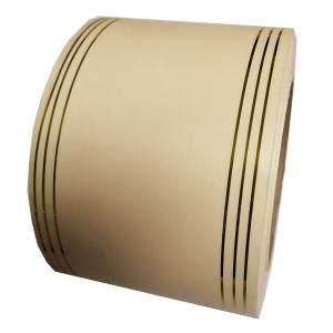 Szarfa 8cm x 50y kremowa w złote paski