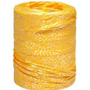 Rafia włoska żółta w srebrne wzory – R7001
