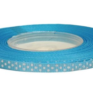 Wstążka ryps w kropki 6 mm x 22 m – błękitna 19