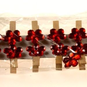 Czerwony kwiatuszek na klamerce | 12szt.