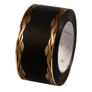 Taśma pogrzebowa 6cm x 45m czarna w złoty wzór