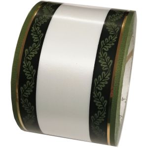 Szarfa pogrzebowa zielono-biała ze złotym paskiem 8cmx50y