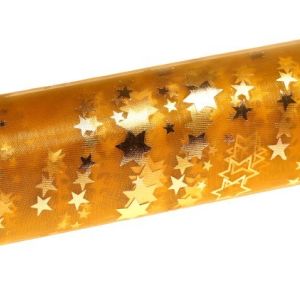 Organza świąteczna w gwiazdki 36cm x 9m – złota