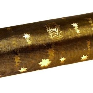 Organza świąteczna w gwiazdki 36cm x 9m – oliwkowa