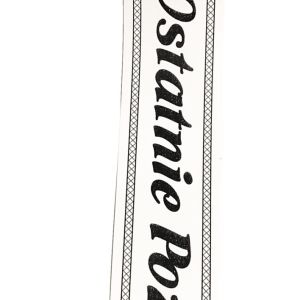 TAŚMA POGRZEBOWA 5CM X 100M BIAŁA, CZARNY NAPIS, czcionka pisana