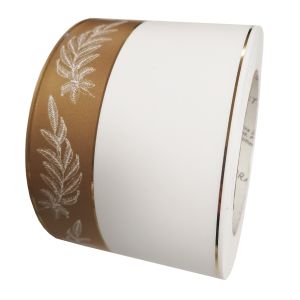 szarfa pogrzebowa 8cmx50y, biała ze złotym szerokim pasem