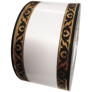 SZARFA POGRZEBOWA 6cm x 50y ,biało-czarno-złota