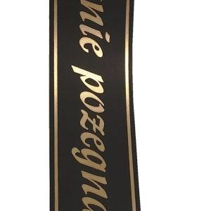 TAŚMA POGRZEBOWA 5CM X 100MCZARNA, ZŁOTY NAPIS