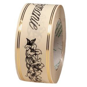 Taśma pogrzebowa 5 cm x 50 y – kremowa z czarnym napisem