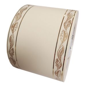 Szarfa pogrzebowa 8cm x 50y kremowa- złoty pasek