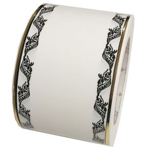 Szarfa pogrzebowa 8cmx50y biała w delikatny ornament