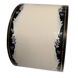 Szarfa pogrzebowa 8cm x 50y kremowo-czarna, złoty pasek