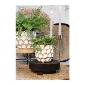 OSŁONKA CERAMICZNA TŁOCZONA BIAŁO-ZŁOTA średnia