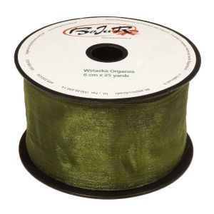 Organza wstążka – 6 cm x 25 m | 5087 – Oliwkowy ciemny