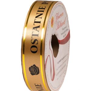 Taśma pogrzebowa z napisem 3 cm x 45 m – złota