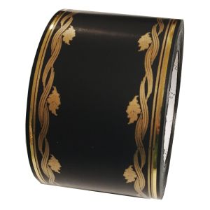 Szarfa pogrzebowa 8cmx50y czarna w złote wzory