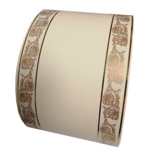 Szarfa 8cm x50y kremowa, złoty wzór