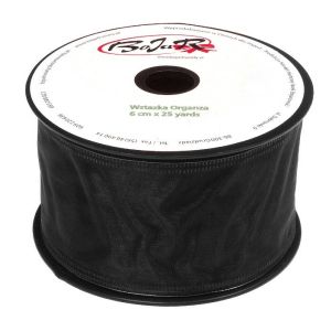 Organza wstążka – 6 cm x 25 m | 5151 – Czarny