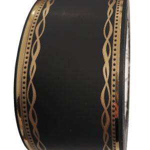 Szarfa pogrzebowa 6cm x 50y czarna w złoty ornament