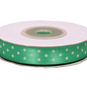 Wstążka satynowa w kropki 12 mm x 18 m – miętowa