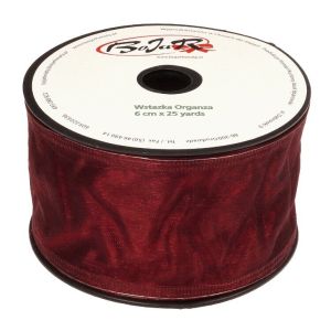 Organza wstążka – 6 cm x 25 m | 5091 – Bordowy
