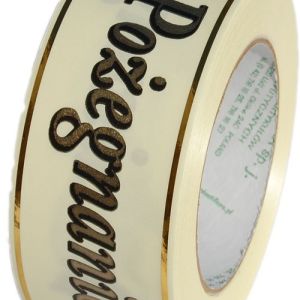 Taśma pogrzebowa 5 cm x 45 m – 01 kremowa mocny napis