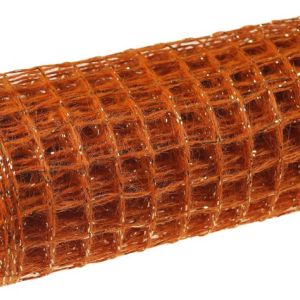 Siatka lniana – 50 cm x 5 m | Pomarańczowa ze złotą nitką