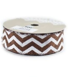 Wstążka jutowa zygzak- brąz