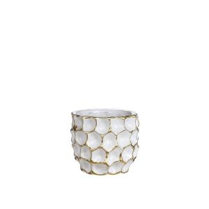 Osłonka ceramiczna tłoczona biało-złota mała