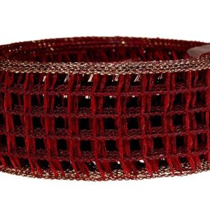 Wstążka kratka 4 cm x 10 m – bordowa